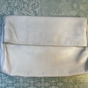 Vintage Nordstrom White Leather Fold over Clutch Purse
